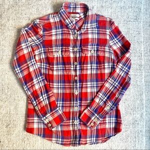 J. Crew Boy Fit Orange Plaid Long Sleeve Button Down Shirt
